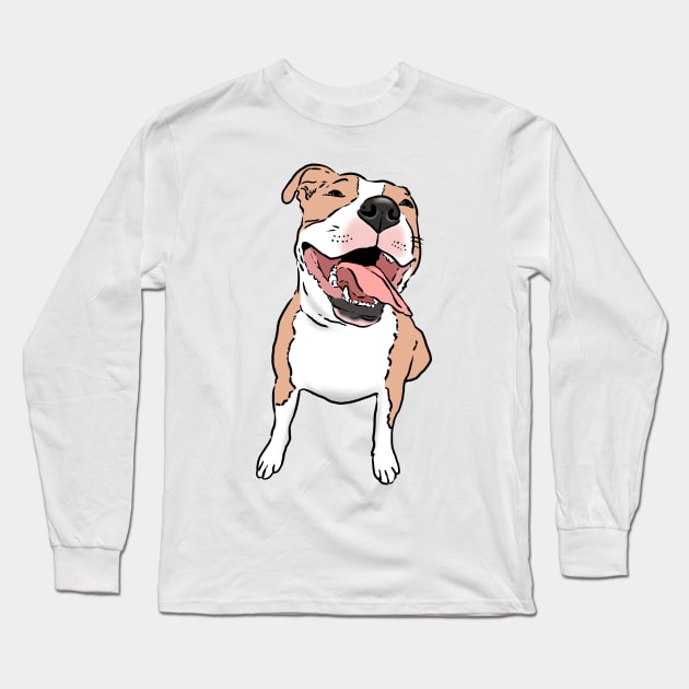 Happy Smiling Pitbull Long Sleeve T-Shirt by sockdogs